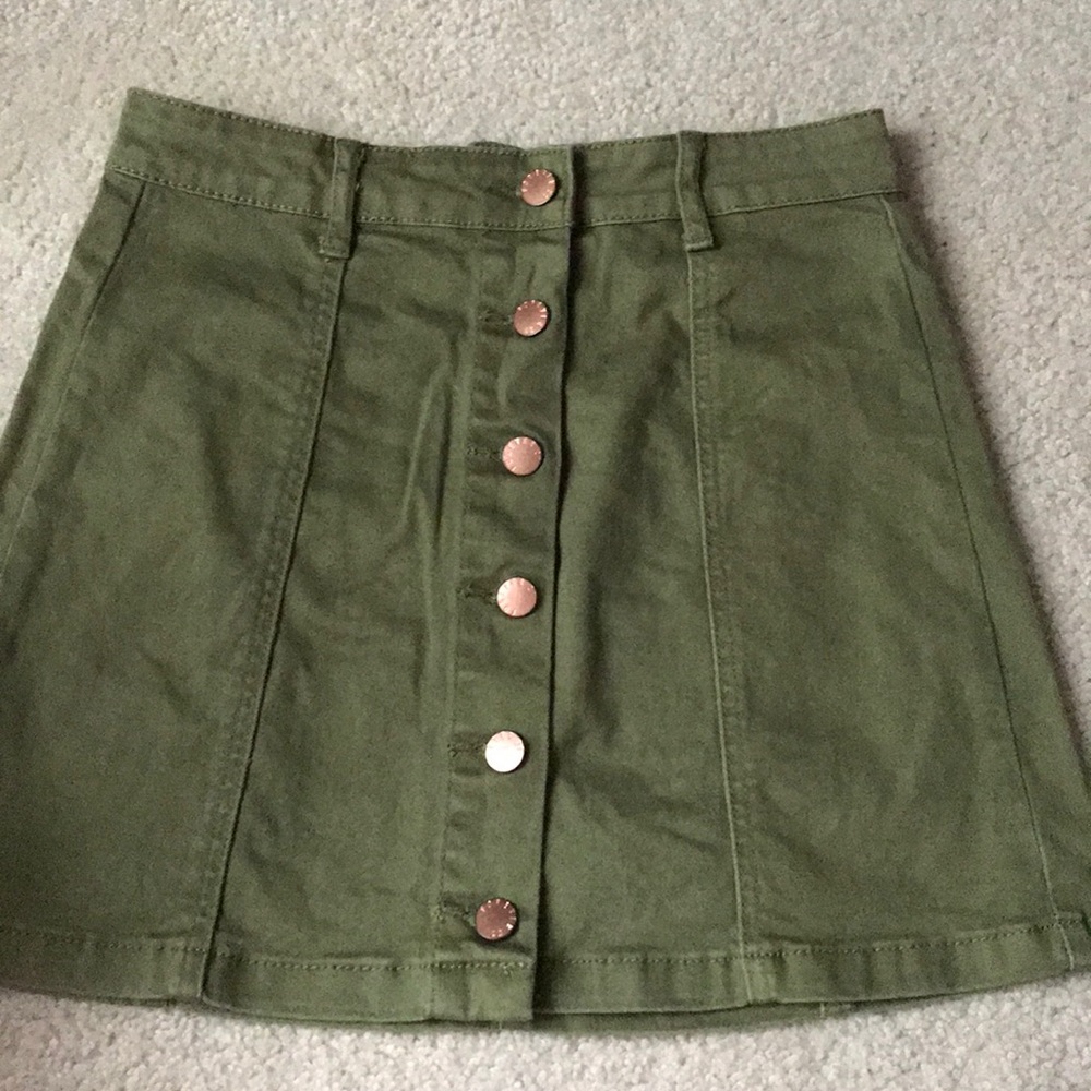 Army green denim skirt (with stretch!)